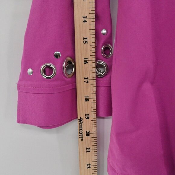 Vtg BOB MACKIE Jacket Womens Size S Pink Grommet Studded 3/4 Sleeve Full Zip 90s - Picture 13 of 14